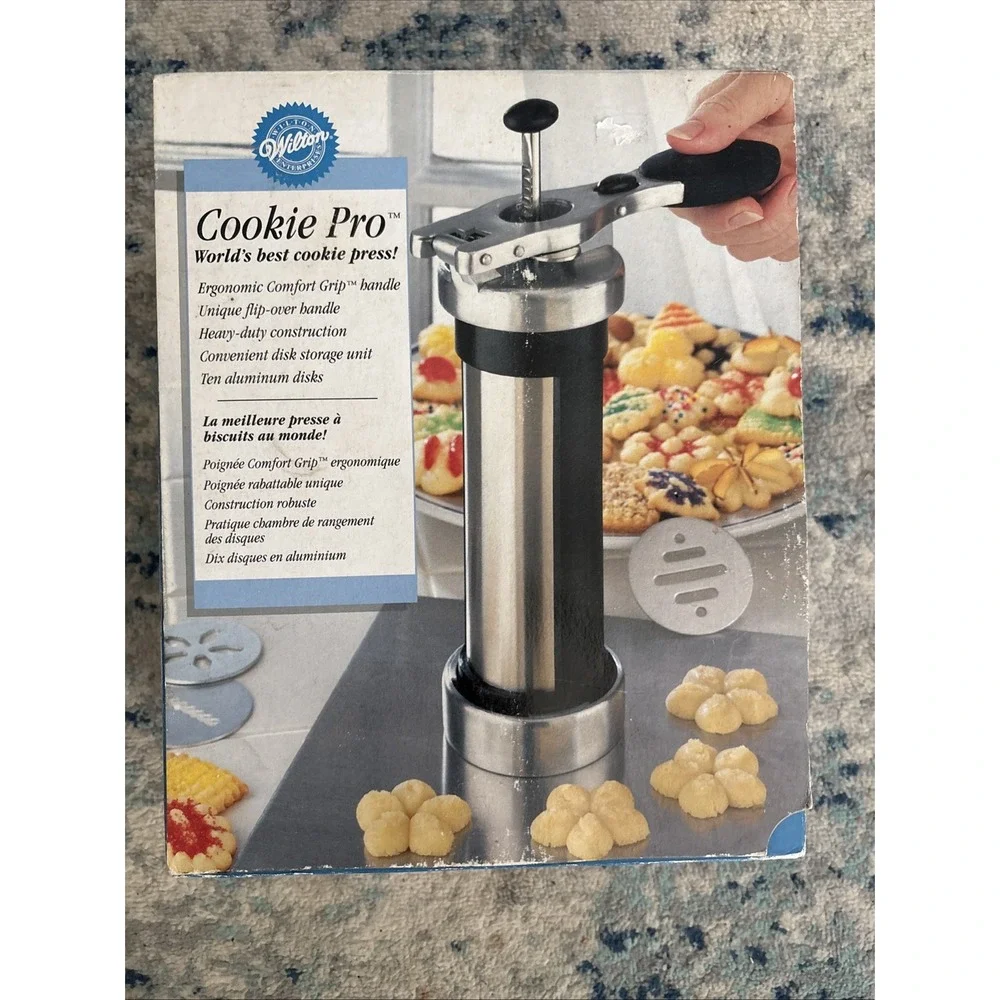 VTG WILTON Cookie Pro Very Fun Cookie Press 10 Disks Used But Great Condition